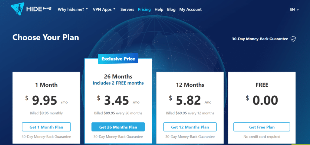 hideme VPN 价格