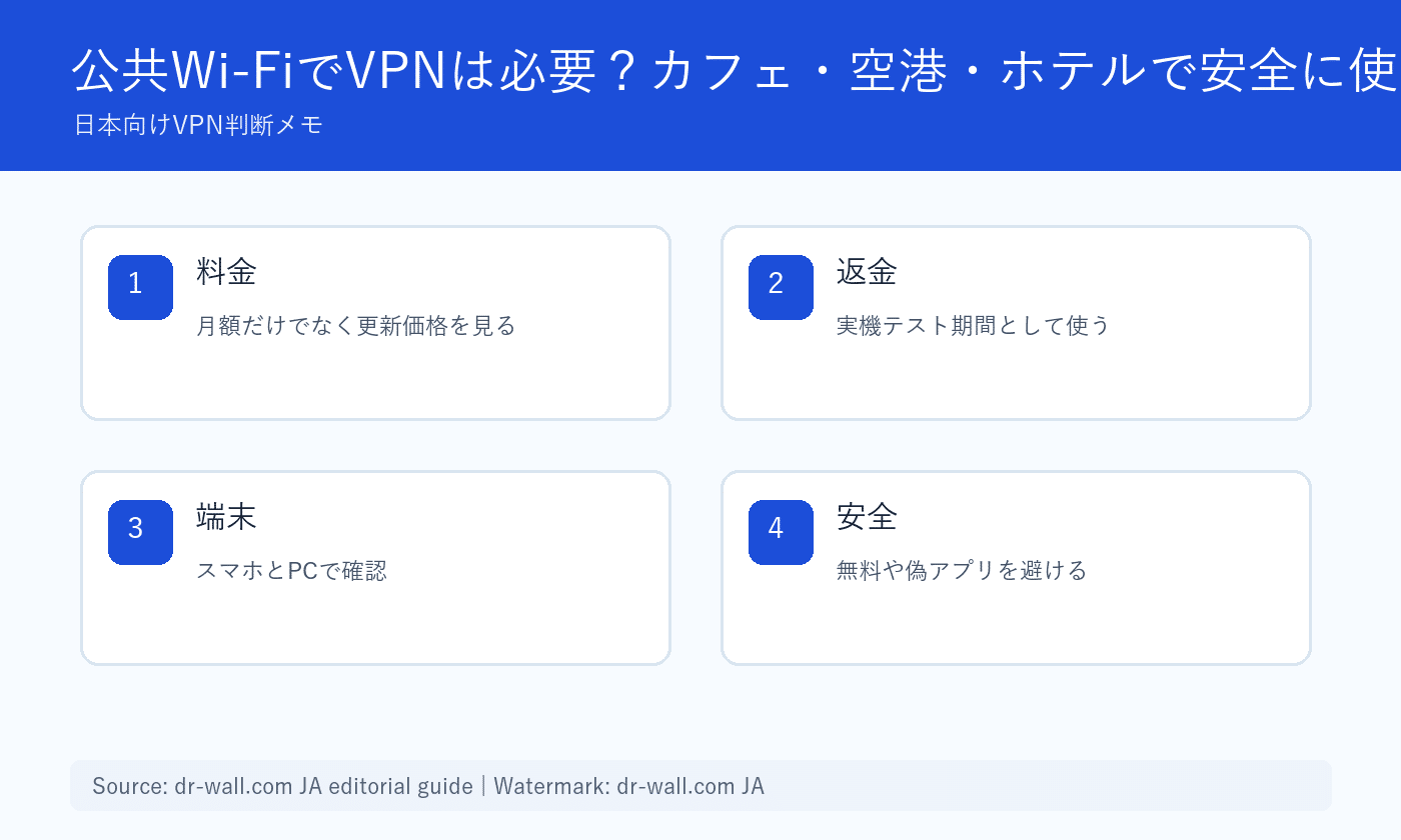 公共Wi-FiでVPNを使う確認ポイント